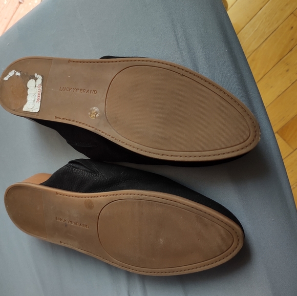 Lucky Brand pebble black leather slip on mules size 11 - Picture 2 of 3